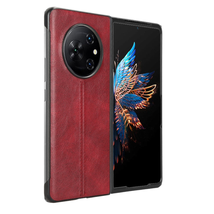 For Tecno Phantom V Fold Cow Pattern Sewing Back Cover Phone Case