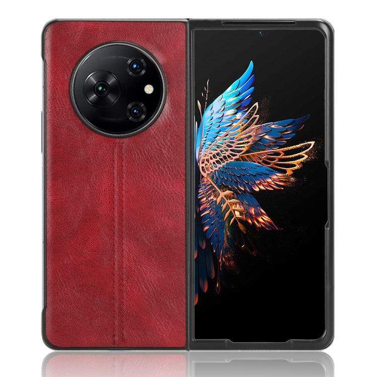 For Tecno Phantom V Fold Cow Pattern Sewing Back Cover Phone Case