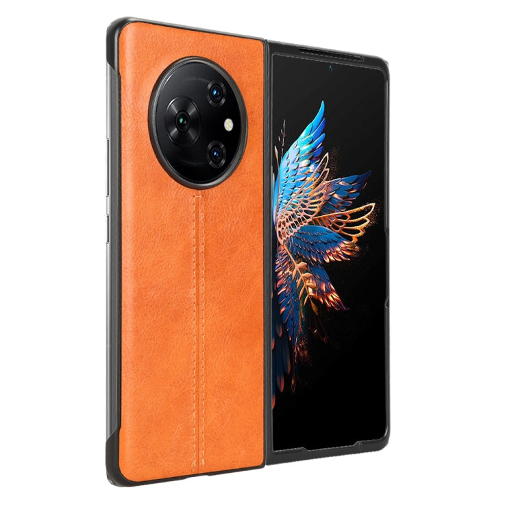 For Tecno Phantom V Fold Cow Pattern Sewing Back Cover Phone Case