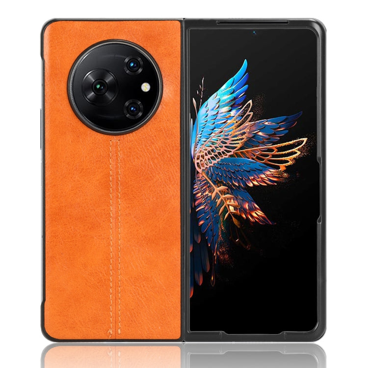 For Tecno Phantom V Fold Cow Pattern Sewing Back Cover Phone Case