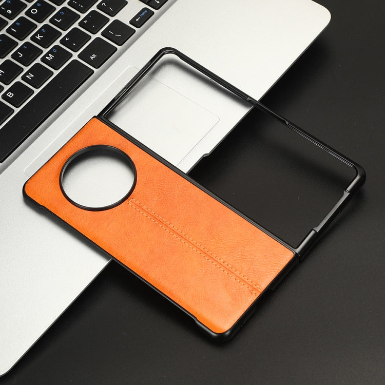 For Tecno Phantom V Fold Cow Pattern Sewing Back Cover Phone Case