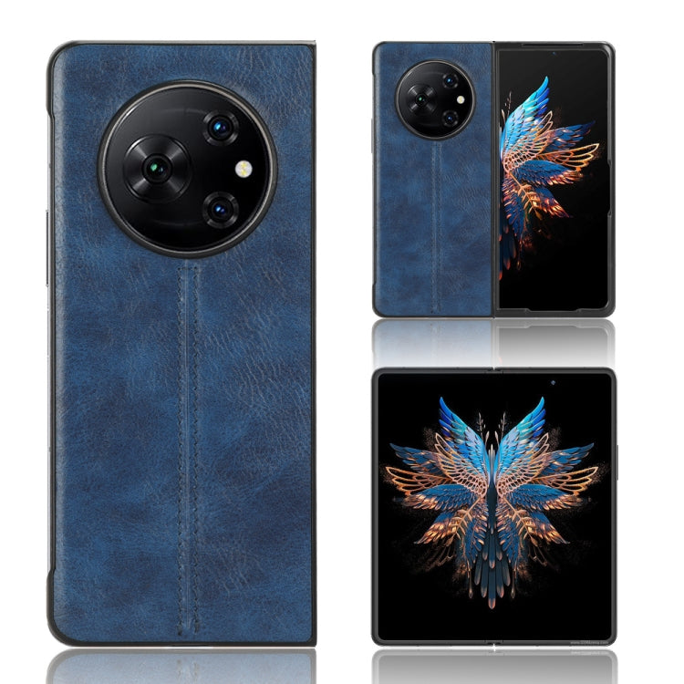 For Tecno Phantom V Fold Cow Pattern Sewing Back Cover Phone Case