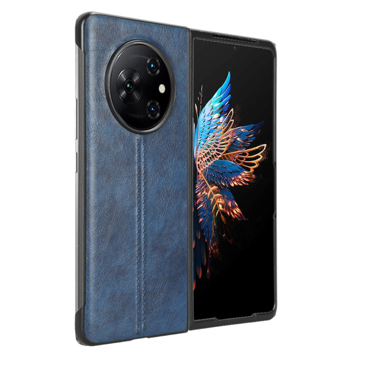 For Tecno Phantom V Fold Cow Pattern Sewing Back Cover Phone Case