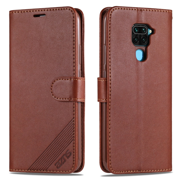 For Xiaomi Redmi 10X 4G / Note 9 AZNS Sheepskin Texture Horizontal Flip Leather Case with Holder & Card Slots & Wallet