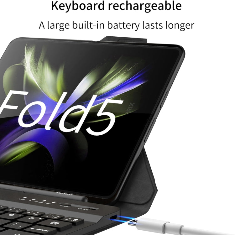 For Samsung Galaxy Z Fold5 GKK Magnetic Folding Bluetooth Keyboard Leather Case with Pen