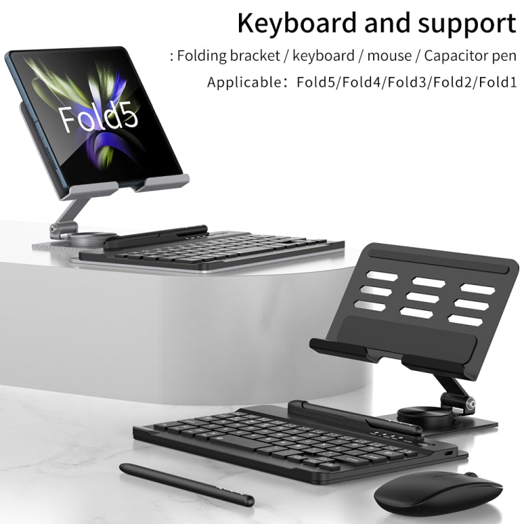 For Samsung Galaxy Z Fold5 GKK Folding Bluetooth Keyboard Holder with Pen + Holder + Keyboard + Mouse