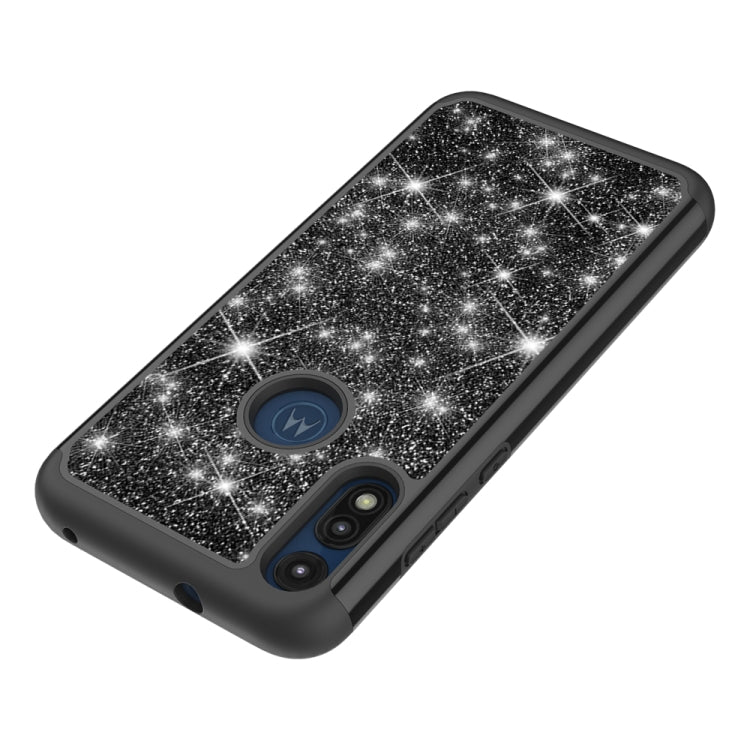For Motorola Moto E7 Glitter Powder Contrast Skin Shockproof Silicone + PC Protective Case