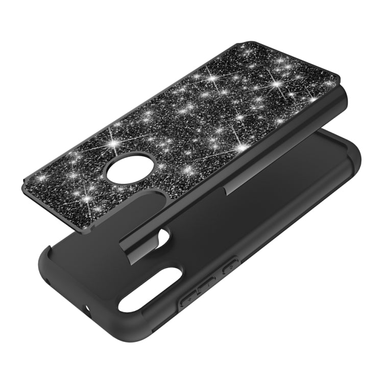 For Motorola Moto E7 Glitter Powder Contrast Skin Shockproof Silicone + PC Protective Case