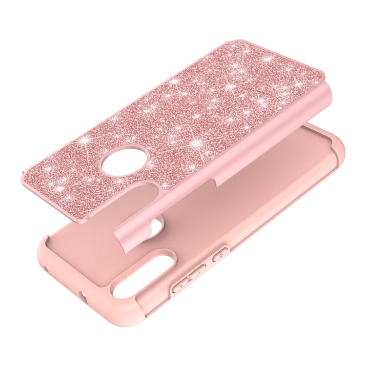 For Motorola Moto E7 Glitter Powder Contrast Skin Shockproof Silicone + PC Protective Case