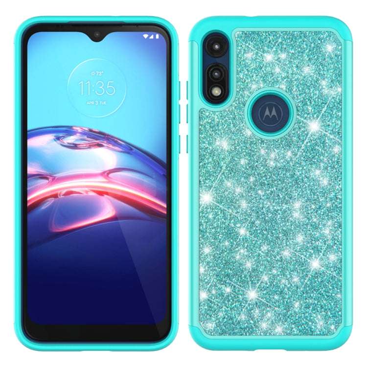 For Motorola Moto E7 Glitter Powder Contrast Skin Shockproof Silicone + PC Protective Case