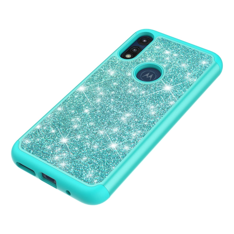 For Motorola Moto E7 Glitter Powder Contrast Skin Shockproof Silicone + PC Protective Case