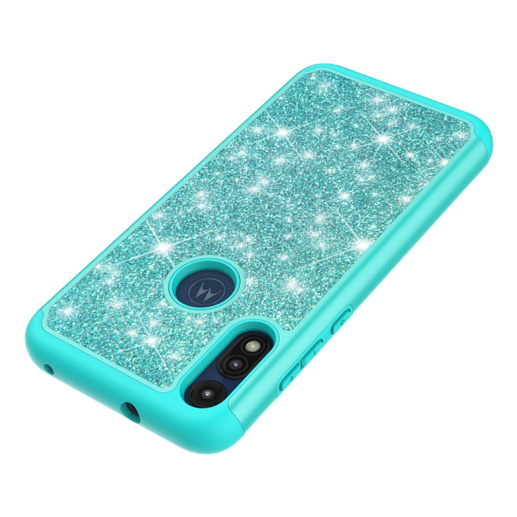 For Motorola Moto E7 Glitter Powder Contrast Skin Shockproof Silicone + PC Protective Case