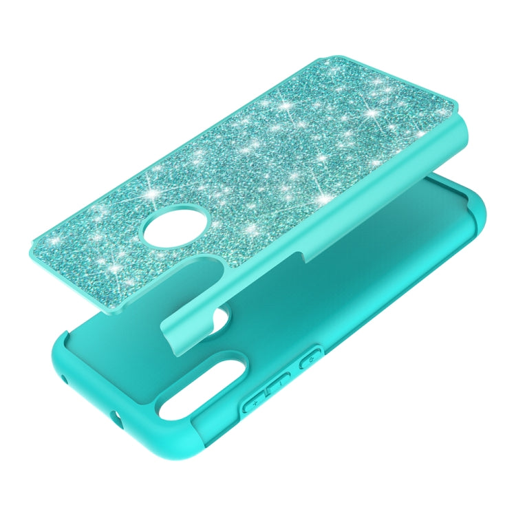 For Motorola Moto E7 Glitter Powder Contrast Skin Shockproof Silicone + PC Protective Case
