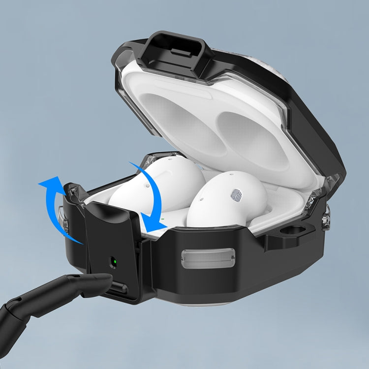 For Samsung Buds Live / Buds2 / Pro / 2Pro TPU + PC Transparent Carbon Fiber Wireless Earphones Protective Case With Switch