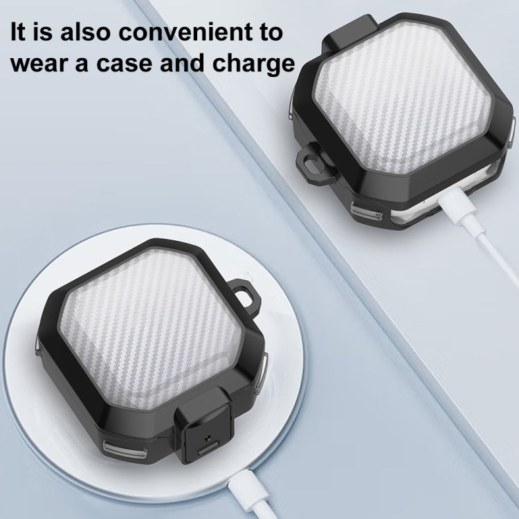 For Samsung Buds Live / Buds2 / Pro / 2Pro TPU + PC Transparent Carbon Fiber Wireless Earphones Protective Case With Switch