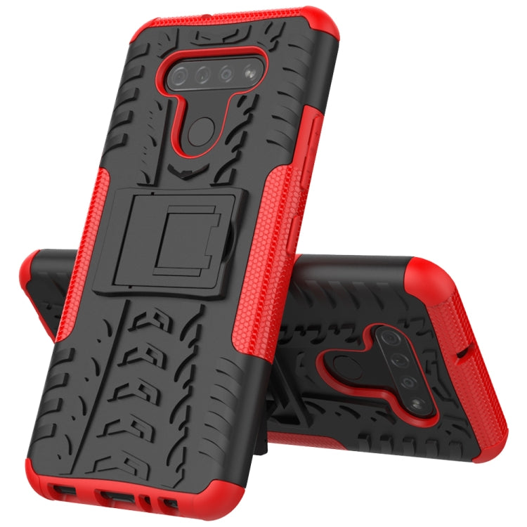 For LG K51 Tire Texture Shockproof TPU+PC Protective Case with Holder