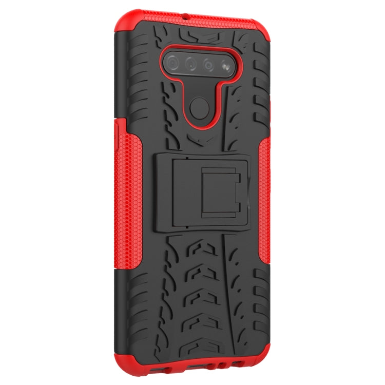 For LG K51 Tire Texture Shockproof TPU+PC Protective Case with Holder