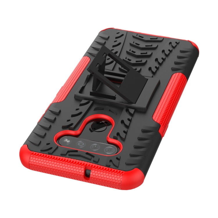 For LG K51 Tire Texture Shockproof TPU+PC Protective Case with Holder