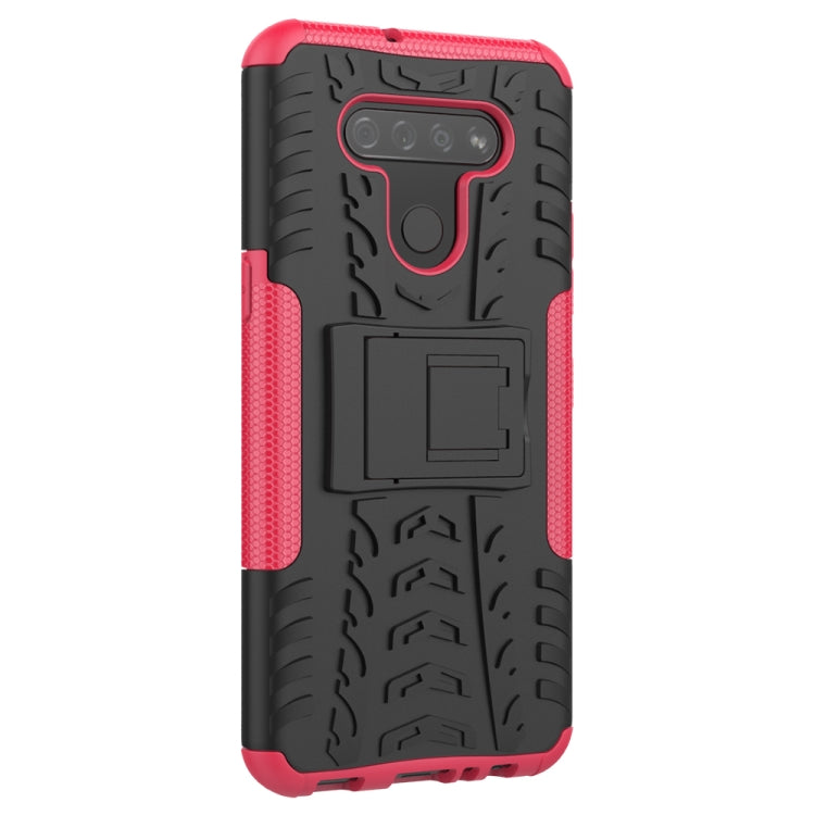 For LG K51 Tire Texture Shockproof TPU+PC Protective Case with Holder