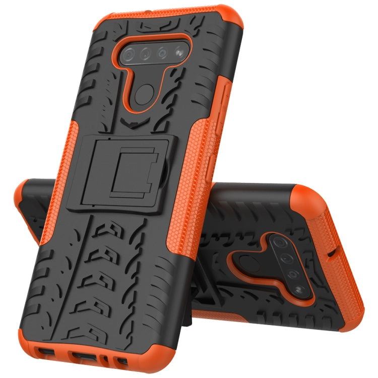 For LG K51 Tire Texture Shockproof TPU+PC Protective Case with Holder