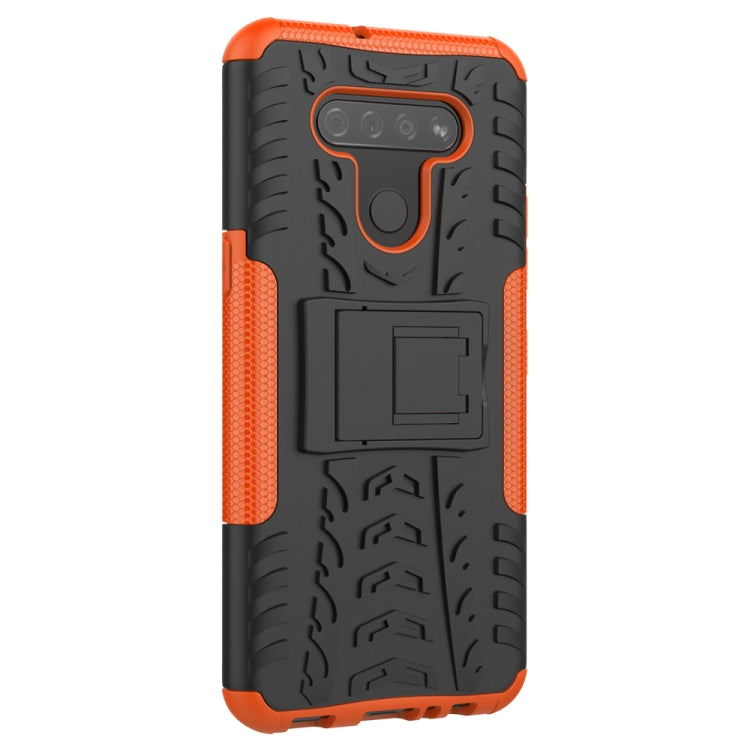 For LG K51 Tire Texture Shockproof TPU+PC Protective Case with Holder