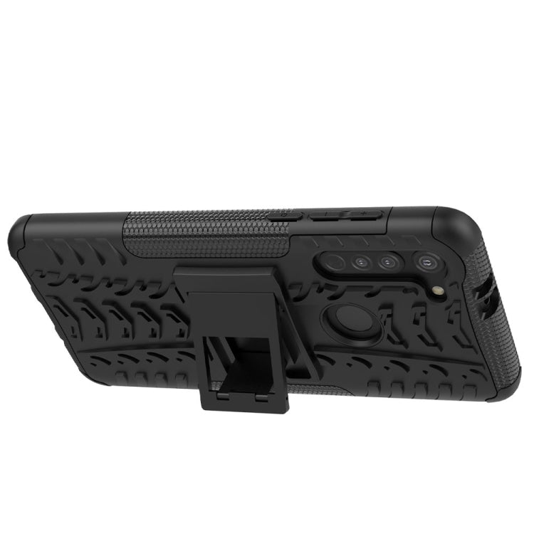 For Motorola Moto G8 Tire Texture Shockproof TPU+PC Protective Case with Holder