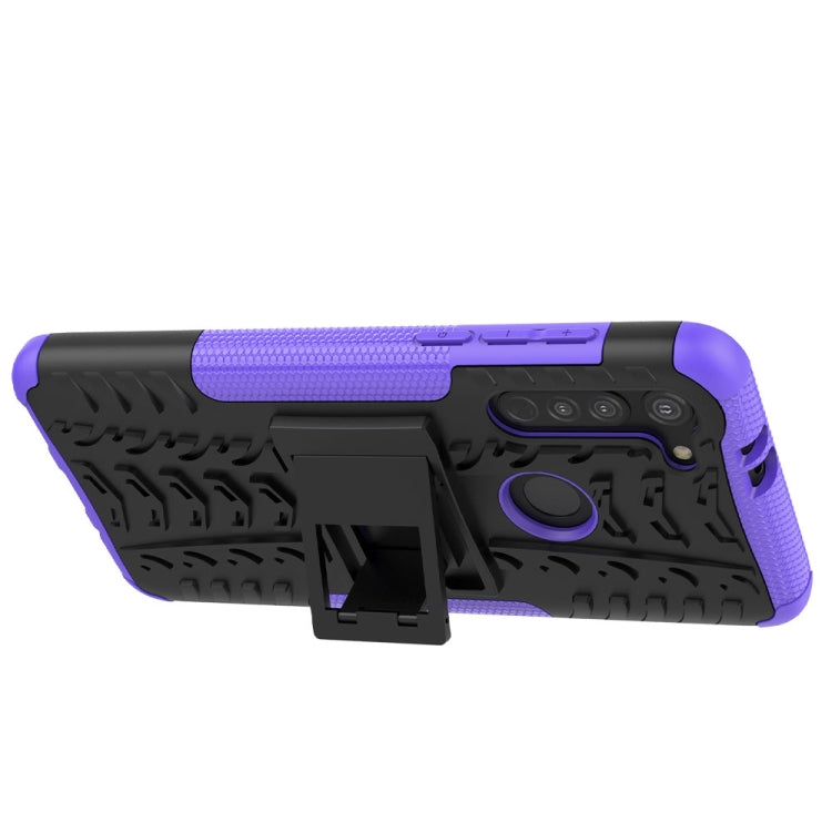 For Motorola Moto G8 Tire Texture Shockproof TPU+PC Protective Case with Holder