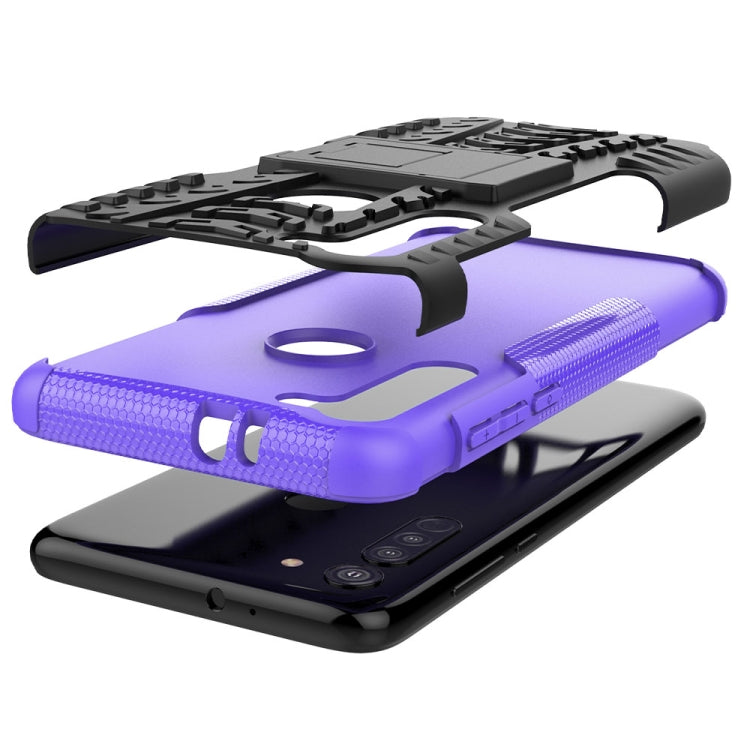 For Motorola Moto G8 Tire Texture Shockproof TPU+PC Protective Case with Holder