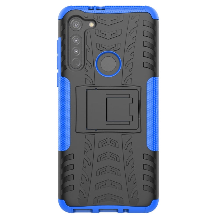 For Motorola Moto G8 Tire Texture Shockproof TPU+PC Protective Case with Holder
