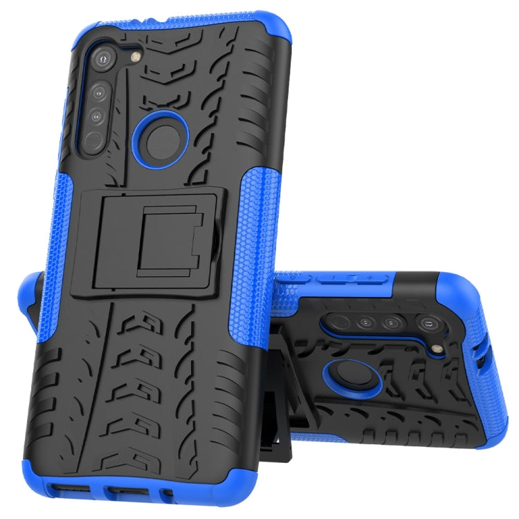 For Motorola Moto G8 Tire Texture Shockproof TPU+PC Protective Case with Holder