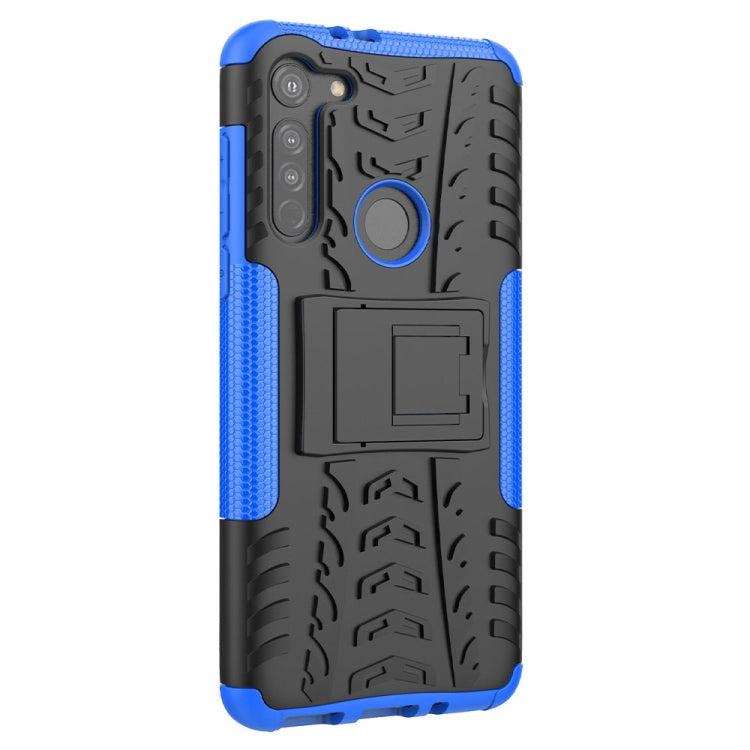For Motorola Moto G8 Tire Texture Shockproof TPU+PC Protective Case with Holder