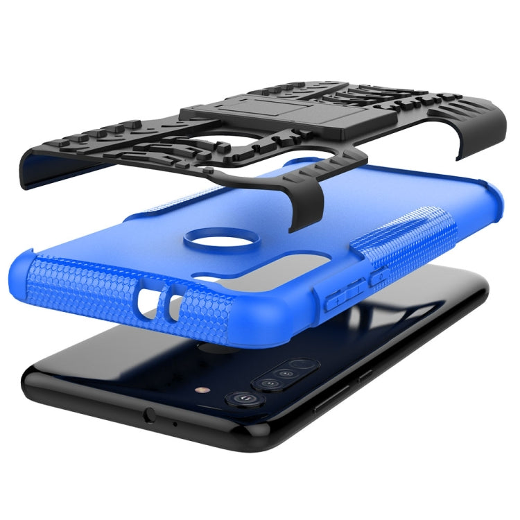 For Motorola Moto G8 Tire Texture Shockproof TPU+PC Protective Case with Holder