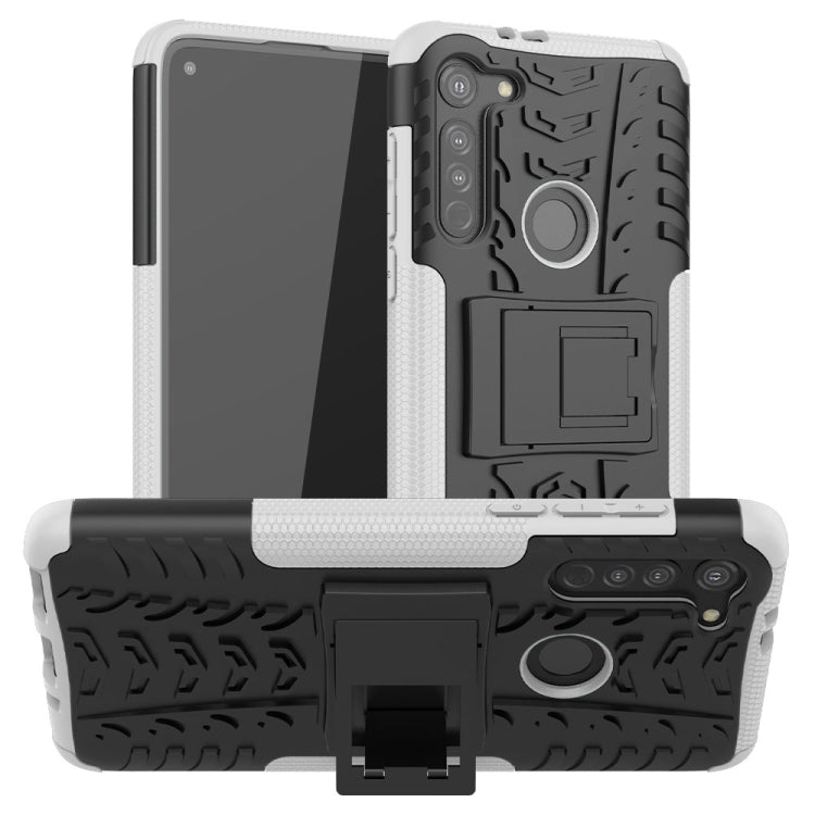 For Motorola Moto G8 Tire Texture Shockproof TPU+PC Protective Case with Holder