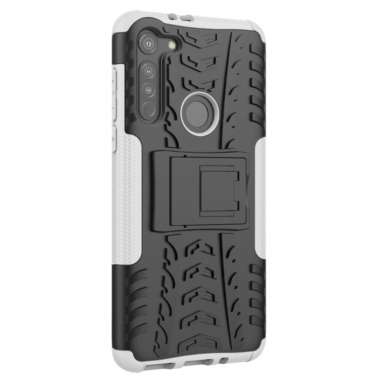 For Motorola Moto G8 Tire Texture Shockproof TPU+PC Protective Case with Holder
