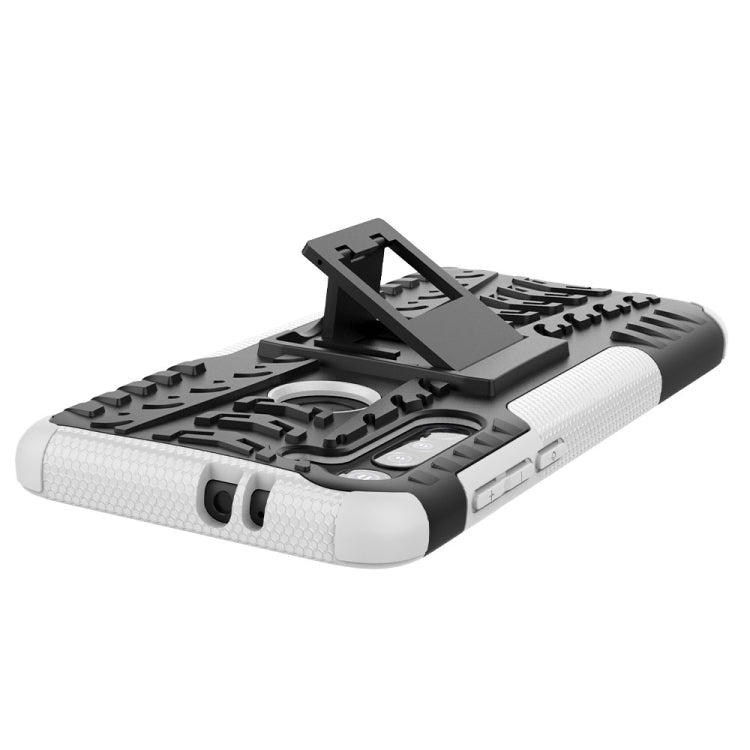 For Motorola Moto G8 Tire Texture Shockproof TPU+PC Protective Case with Holder