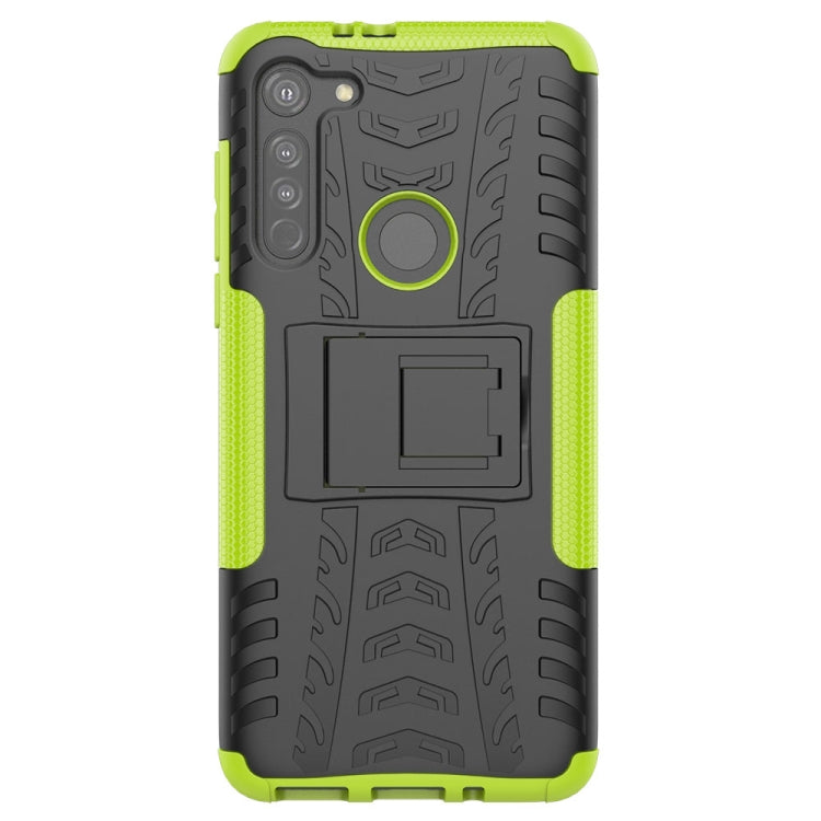 For Motorola Moto G8 Tire Texture Shockproof TPU+PC Protective Case with Holder