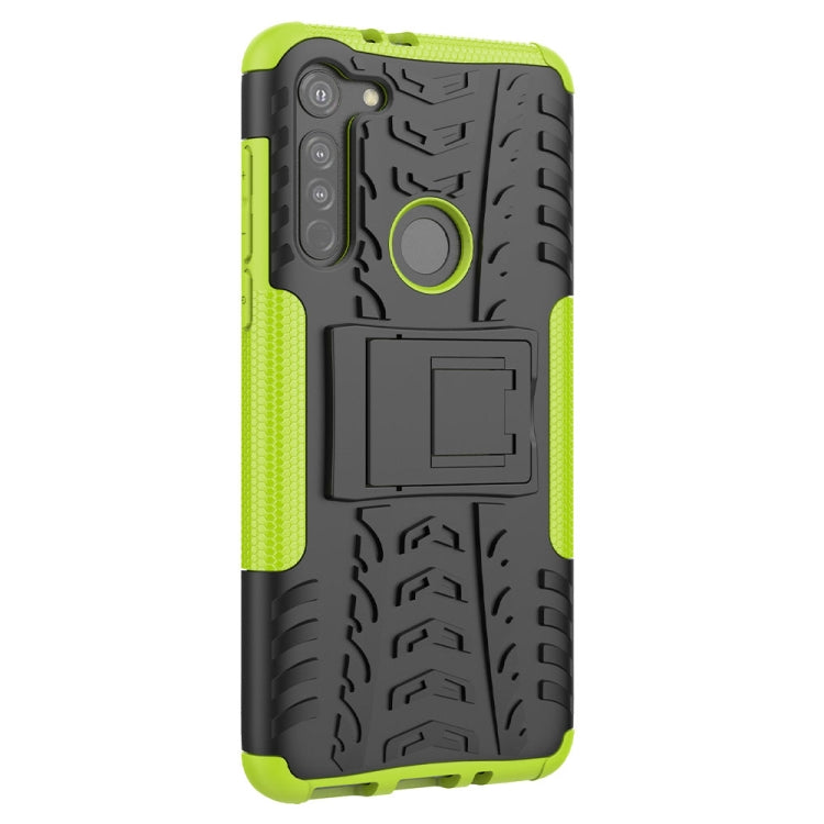 For Motorola Moto G8 Tire Texture Shockproof TPU+PC Protective Case with Holder
