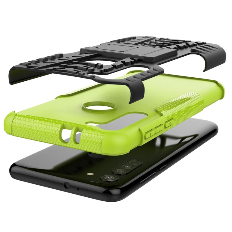 For Motorola Moto G8 Tire Texture Shockproof TPU+PC Protective Case with Holder