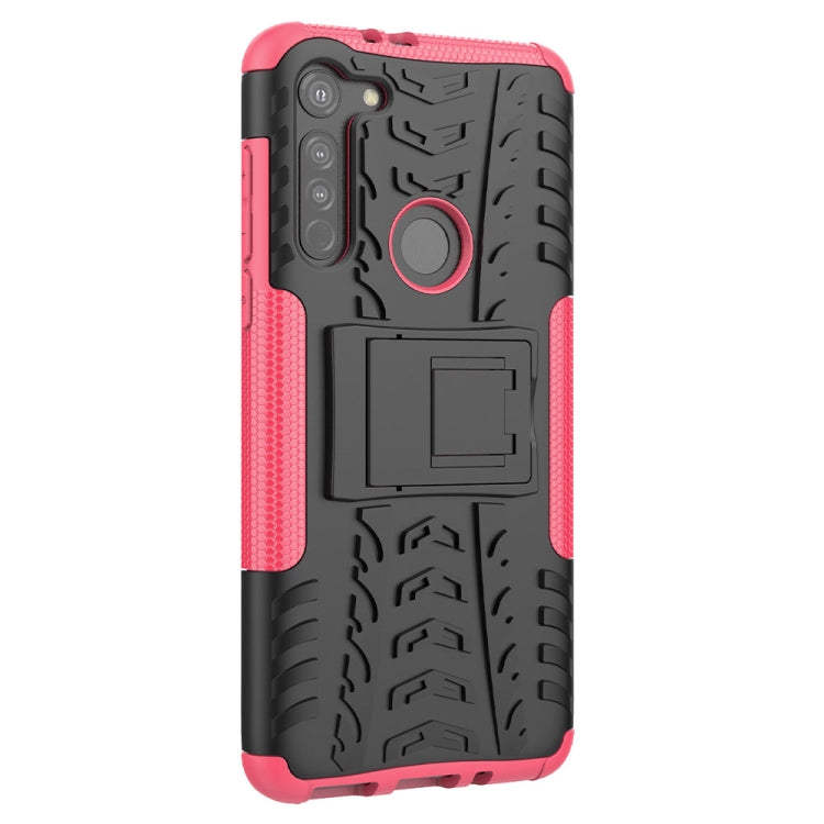 For Motorola Moto G8 Tire Texture Shockproof TPU+PC Protective Case with Holder