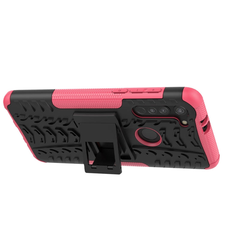 For Motorola Moto G8 Tire Texture Shockproof TPU+PC Protective Case with Holder