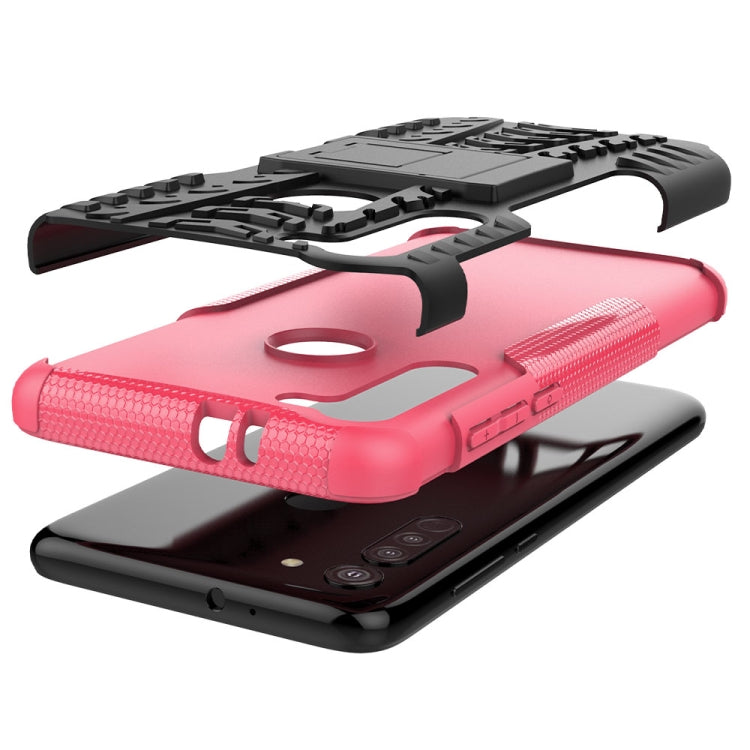 For Motorola Moto G8 Tire Texture Shockproof TPU+PC Protective Case with Holder