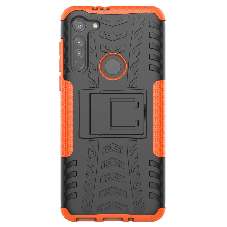 For Motorola Moto G8 Tire Texture Shockproof TPU+PC Protective Case with Holder