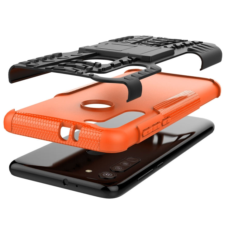 For Motorola Moto G8 Tire Texture Shockproof TPU+PC Protective Case with Holder