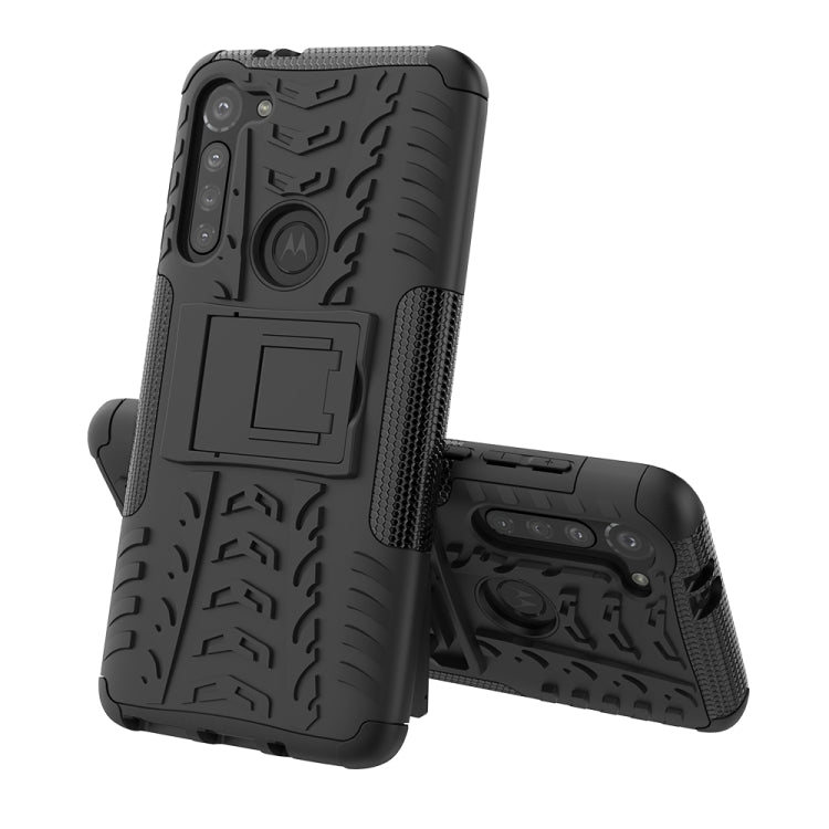 For Motorola Moto G8 Power Tire Texture Shockproof TPU+PC Protective Case with Holder