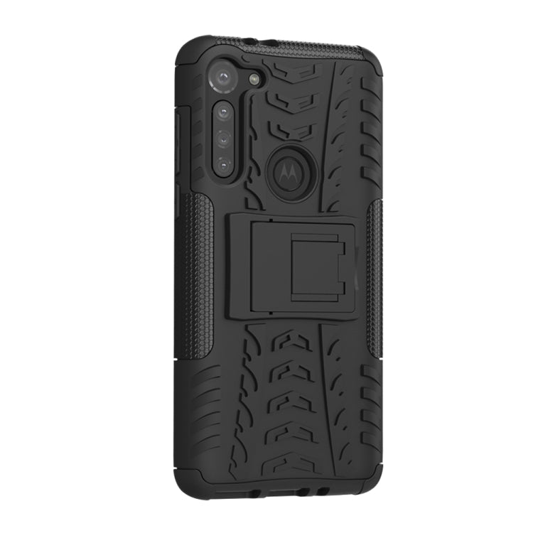 For Motorola Moto G8 Power Tire Texture Shockproof TPU+PC Protective Case with Holder