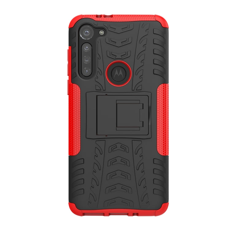 For Motorola Moto G8 Power Tire Texture Shockproof TPU+PC Protective Case with Holder