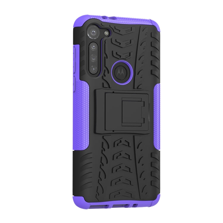 For Motorola Moto G8 Power Tire Texture Shockproof TPU+PC Protective Case with Holder