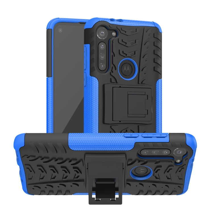For Motorola Moto G8 Power Tire Texture Shockproof TPU+PC Protective Case with Holder