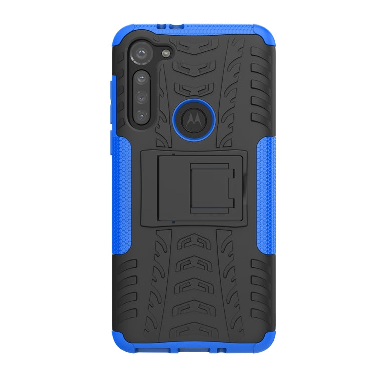 For Motorola Moto G8 Power Tire Texture Shockproof TPU+PC Protective Case with Holder