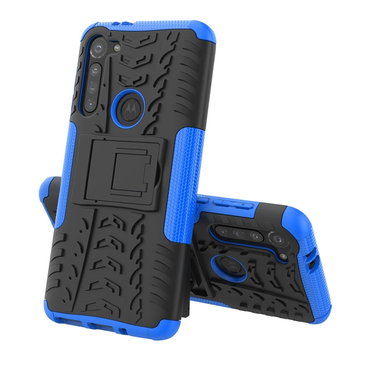 For Motorola Moto G8 Power Tire Texture Shockproof TPU+PC Protective Case with Holder